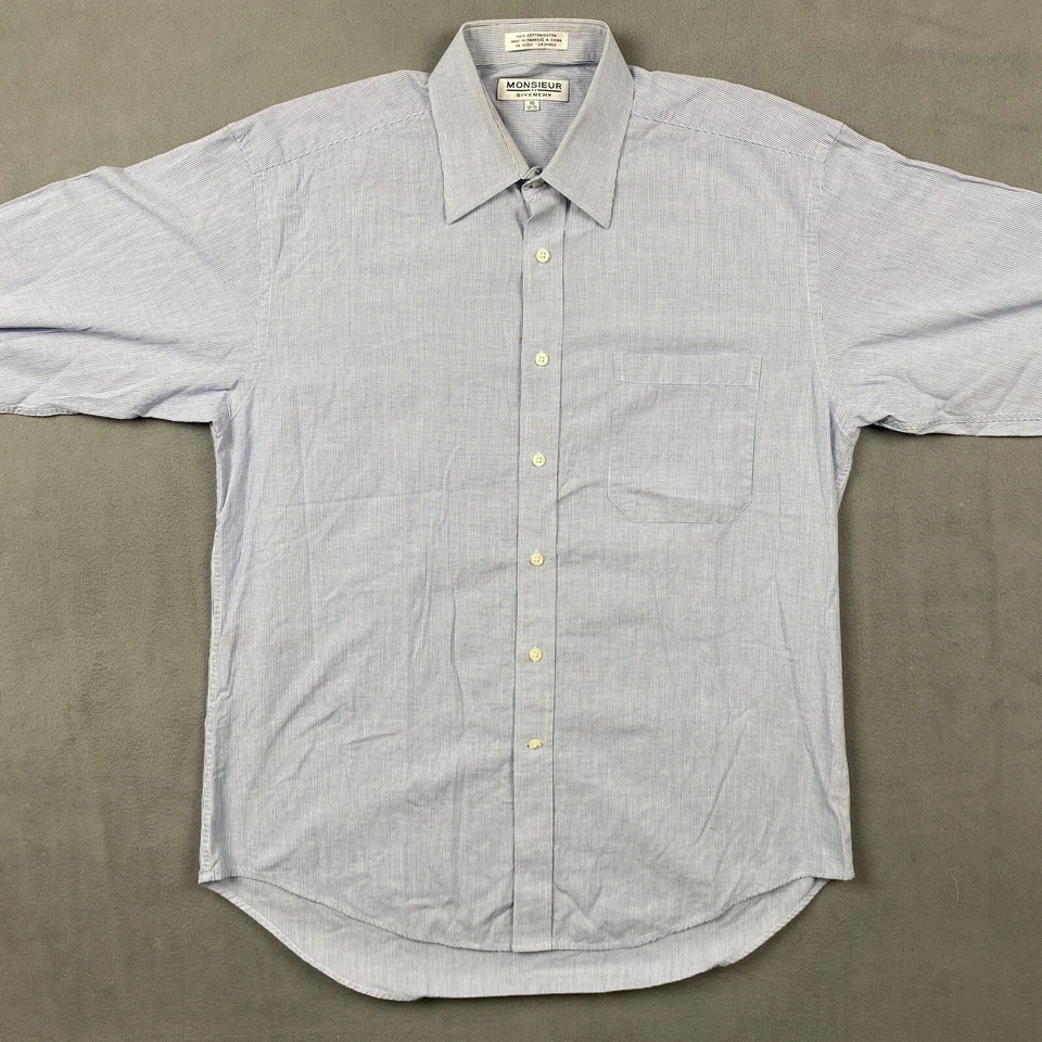 Monsieur by Givenchy Mens Casual Shirt Size 16 32/33 Vintage Gingham Plaid LS — 第 2/4 张图片