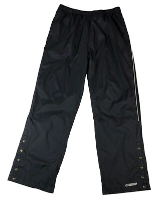 vtg REEBOK Mens Sz L Black Warm Up Track Pants Mesh Lined