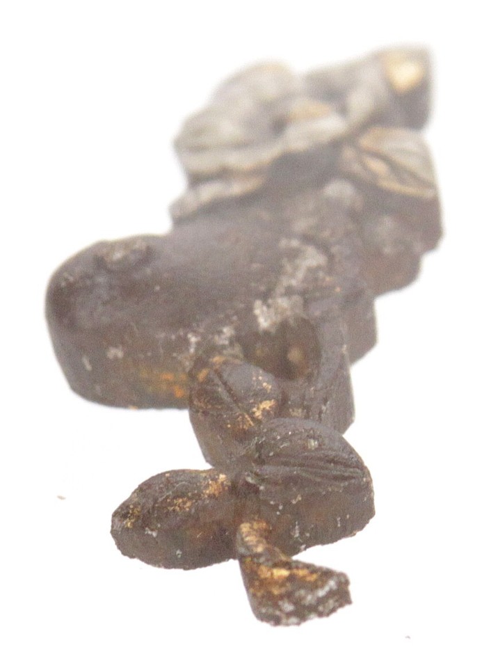 Antique Japanese Iron Kanamono Tobacco Pouch Clasp Bird Flowers Menuki