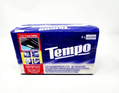 SEALED Tempo Tissues 8 PACK Car Visor Tissue REFILLS ONLY Multi Task Sheets