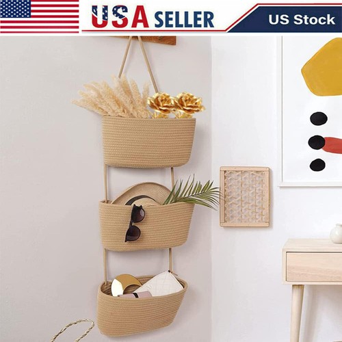 Over the Door Hanging Basket 3-Tier Wall Mount Storage Organizer Decorative Rack