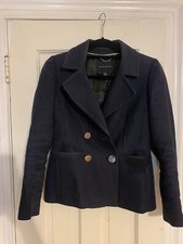 Banana Republic Nautical Blazer Navy Blue Lined Pockets Silver Buttons Career XS
