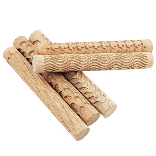 Wooden Engraved Cookies Biscuit Flower Pattern Embossed Rolling Pin Baking Tools - Picture 12 of 22