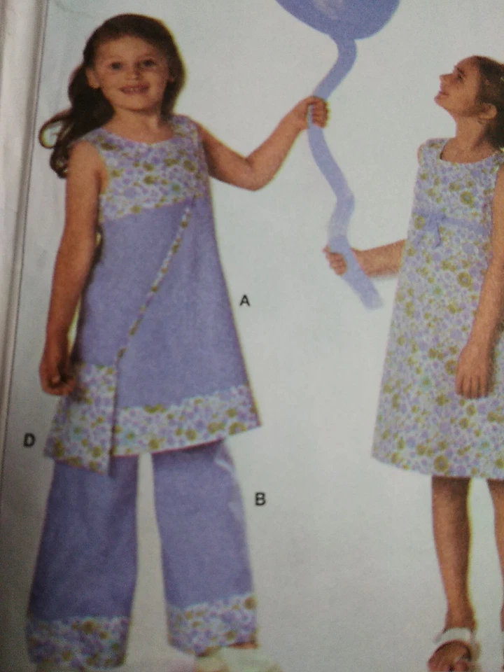 Jumper Dress Pants Girls 3 4 5 6 7 8 Burda 9740 Easy Sewing Pattern Summer CUT - Image 2 of 4
