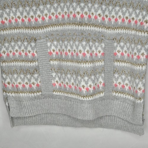 Girls Osh Kosh B'Gosh Gray Pink Gold Metallic Print Kangaroo Pocket Sweater 8 - Picture 3 of 5