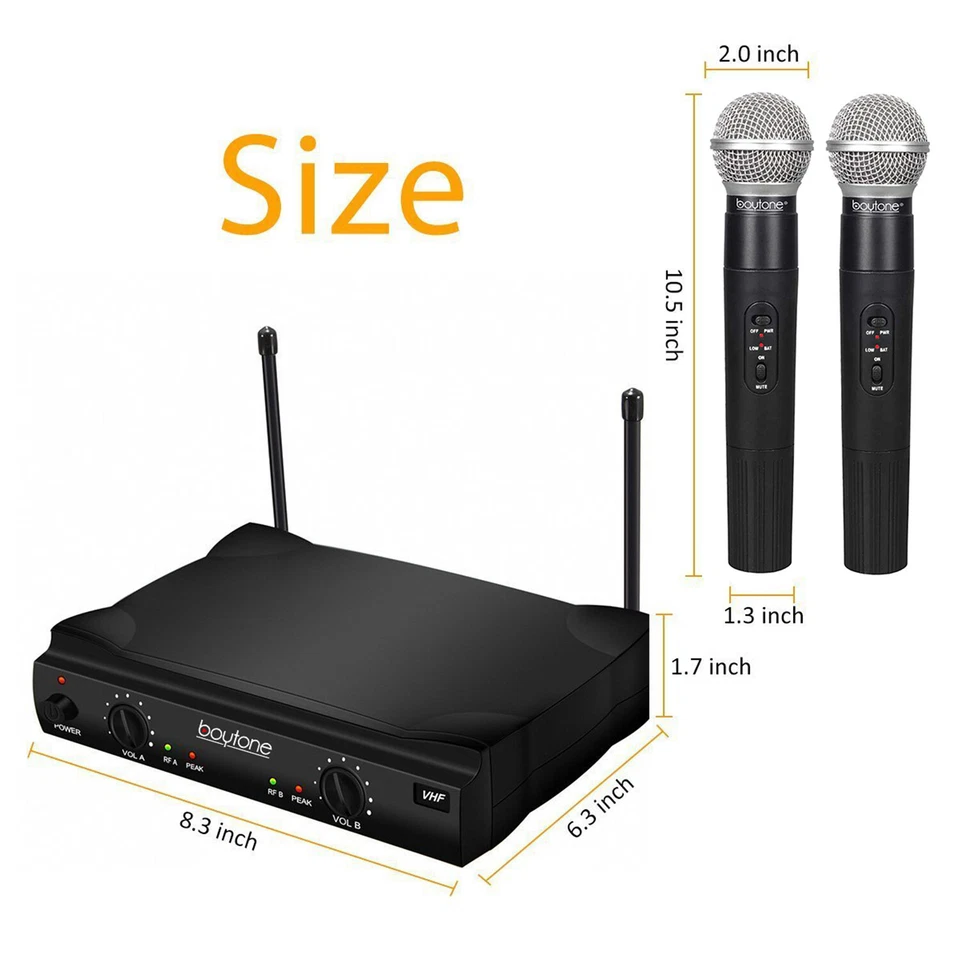 Boytone BT-42M, VHF Wireless Dual HandHeld Microphone System / caring Case - Image 2 of 4