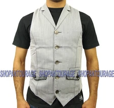 ROAR Morocco VW21065 New Men`s Embroidered Fashion Stitched Grey Vest