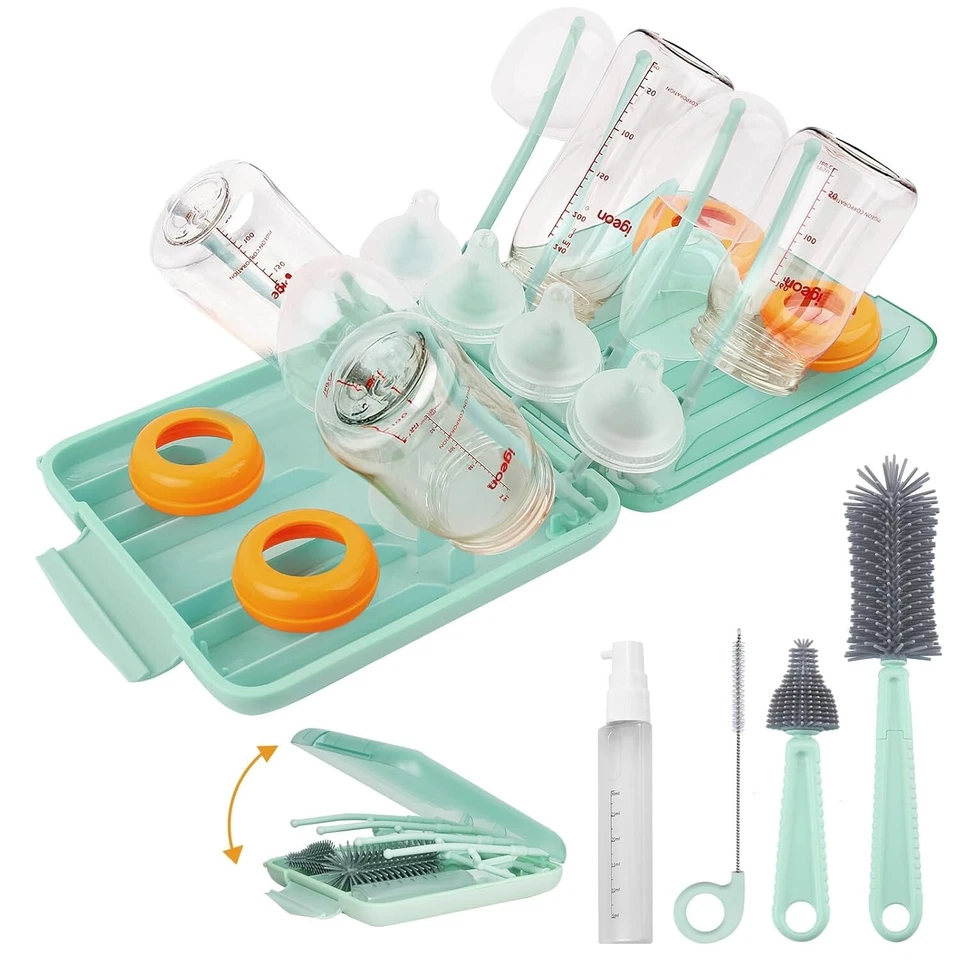 Conjunto de escova e rack de secagem para mamadeira - Inclui ferramentas de limpeza para mamilos e palha - Imagem 2 de 4