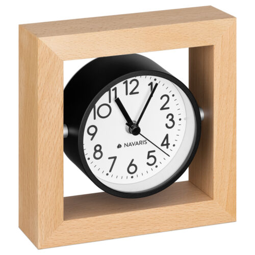 Horloge analogique à poser en bois - Horloge aiguilles et chiffres classiques - Photo 1/7