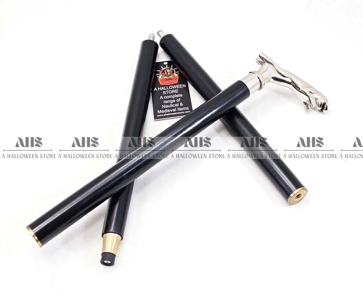 New Solid Antique Silver Brass Handle Wooden Walk… - image 8