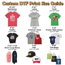 Custom DTF Transfers of standard size ready to Iron On/Heat Press