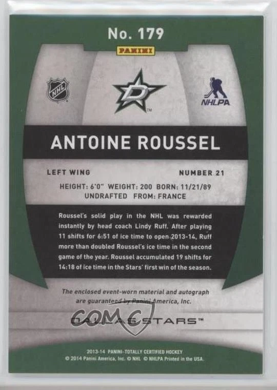 2013-14 Totally Certified Jerseys Antoine Roussel #179 Rookie Auto RC - Image 2 of 2