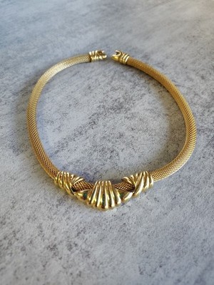 Jewelry Gift Necklace Monet Gold Tone Choker 16 Inch No Clasp Vintage Rare Her