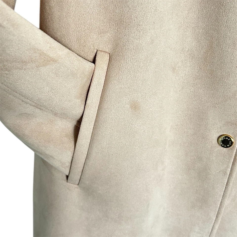 Abrigo Marc New York Andrew Marc Rosa Imitación Gamuza Sin Cuello Talla M Foto 3 de 4