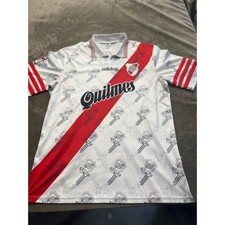 Adidas River Plate Quilmes Soccer Jersey Mens 2XL White Red Sash Vintage Style