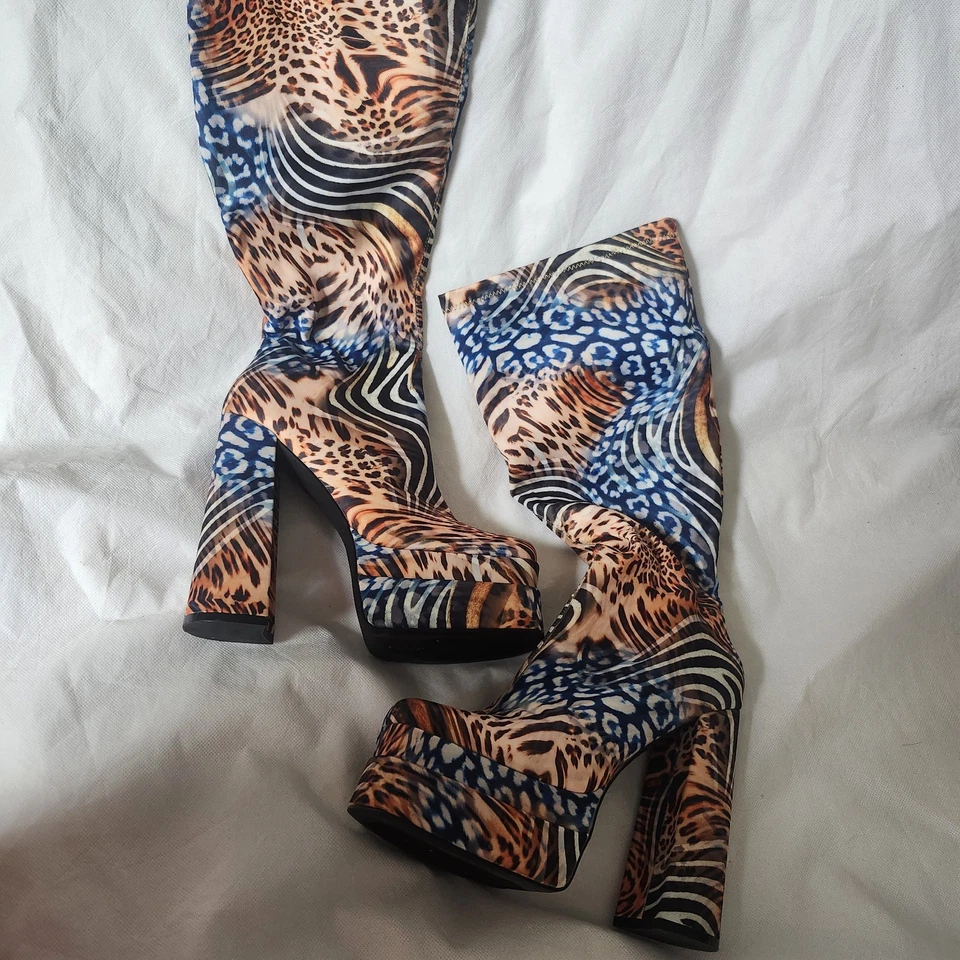 Botas de Plataforma Cape Robbin Eye Of The Tiger - Naranja/Azul Talla 10 Foto 3 de 4