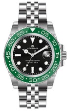 Orologio Uomo LORENZ 26122DD Bracciale Acciaio Nero Verde Sub 100mt FIV