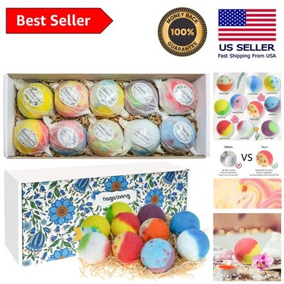 10 Organic Bath Bombs Gift Set, Aromatic Fizz for All Occasions - Eco-Friendly