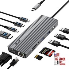 11 in 1 USB C HUB Multiport Adapter with 4K 60Hz HDMI, 2x10Gbps USB C,