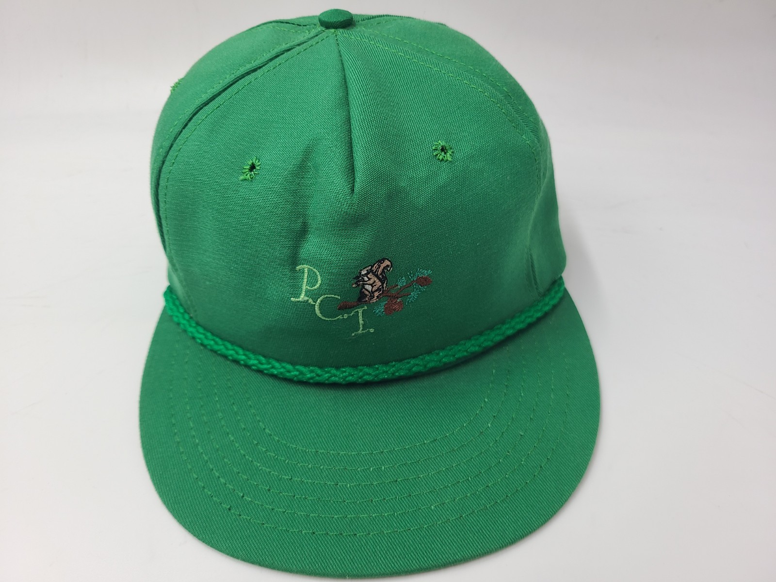 Vintage PCI Squirrel Logo Wilson Rope Strapback Adjustable Hat Cap Golf Green