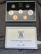 1985 Royal Mint United Kingdom Proof Coin Collection -7 Coin Set with Case