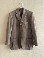 Polo Ralph Lauren Tweed Blazer Plaid Wool  Cashmere Leather Elbow Patched 40 R