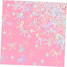 Bow Confetti - 200 pc Bachelorette Party Pink and Iridescent, Engagement