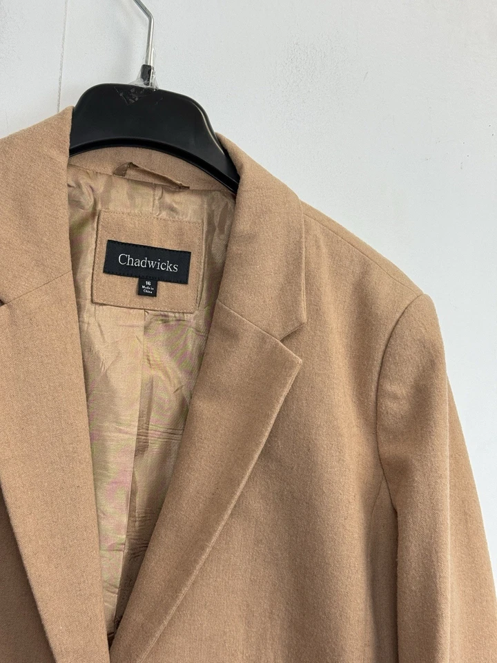 Blazer vintage de mezcla de lana Chadwicks para mujer 16 chaqueta preppy color tostado camel Foto 2 de 4