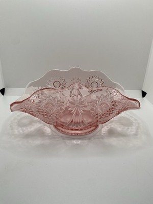 Vintage MCM L.E. Smith Pink Comet in the Stars Scalloped Serving Bowl 10''W