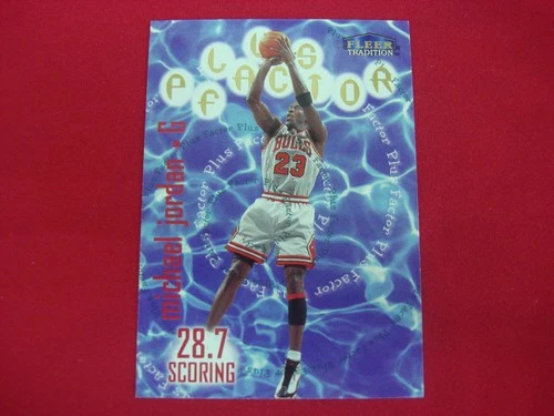 MICHAEL JORDAN 1998-99 FLEER - TRADITION ( PLUS FACTOR ) #142 CHICAGO BULLS