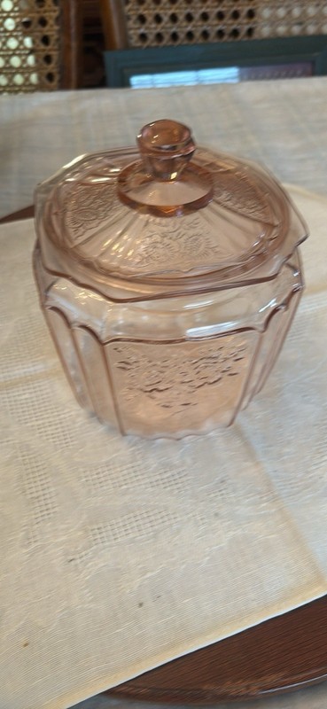 Vintage 1930's Anchor Hocking Pink Depression Glass Mayfair Cookie Jar 
