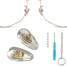 Soft Silicone Eyeglass Nose Pads, 6 Pairs Screw-in Metal Core Air Gold Core