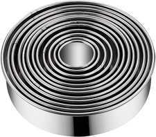 "12pc Round Cookie Biscuit Cutter Set 304 Stainless Steel"