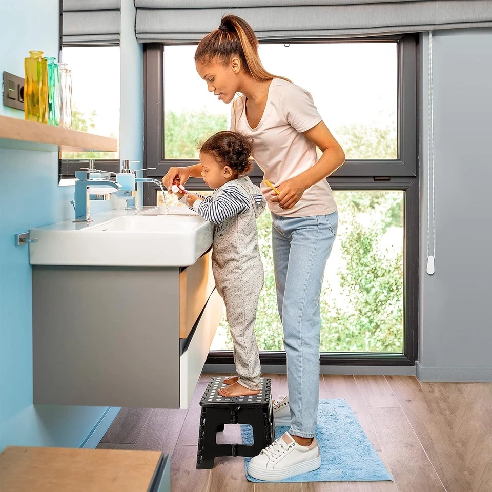 9" Folding Step Stool for Adults,Kids,Non-Slip Folding Stools with Portable Hand - Image 2 of 4