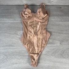 Ann Summers The Admitting Body Nude Satin Mesh Bodysuit Underwired XS UK 4 6