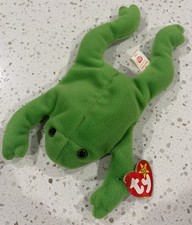 RARE 1993 Legs TY Beanie Baby PVC Pellets  Green Frog Original 4020 Tag Errors