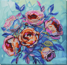 Bead Embroidery Kit on Natural Artist Canvas needlepoint beadwork DIY wall art