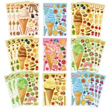 Ice Cream Party Kids Sticker Sheets - 36 Mix and Match Decals, DIY Crafts Face S