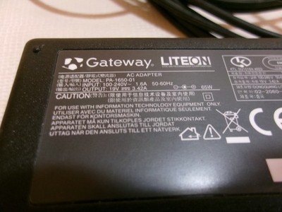 Gateway LiteOn PA-1650-01 AC Power Adapter 19V 3.42A  Laptop Supply Power Tested