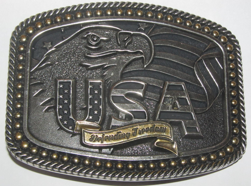 Montana Silversmiths Defending Freedom USA Flag & Eagle Buckle 3 1/4" x 4 1/4"