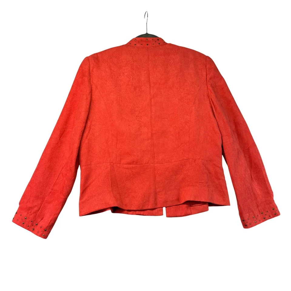 Jaqueta Alfred Dunner Feminina 12P Laranja Camurça Falsa Manga Longa Bronze Acentos Boho - Imagem 2 de 4