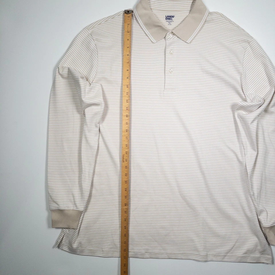 Lands End Polo Shirt Mens 3XL Stripe Long Sleeve Traditional Fit Casual Golf - Image 4 of 4