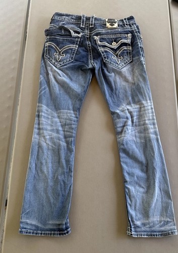 Rock Revival Jeans Mens 34 Ben Straight Blue Wash Faded Embroidered Y2K - Bild 8 von 17