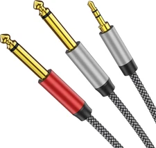 1/8 Stereo to Dual 1/4 Mono Cable 3Ft, 3.5Mm to Dual 1/4 Cable, 1/8 Inch TRS Ste