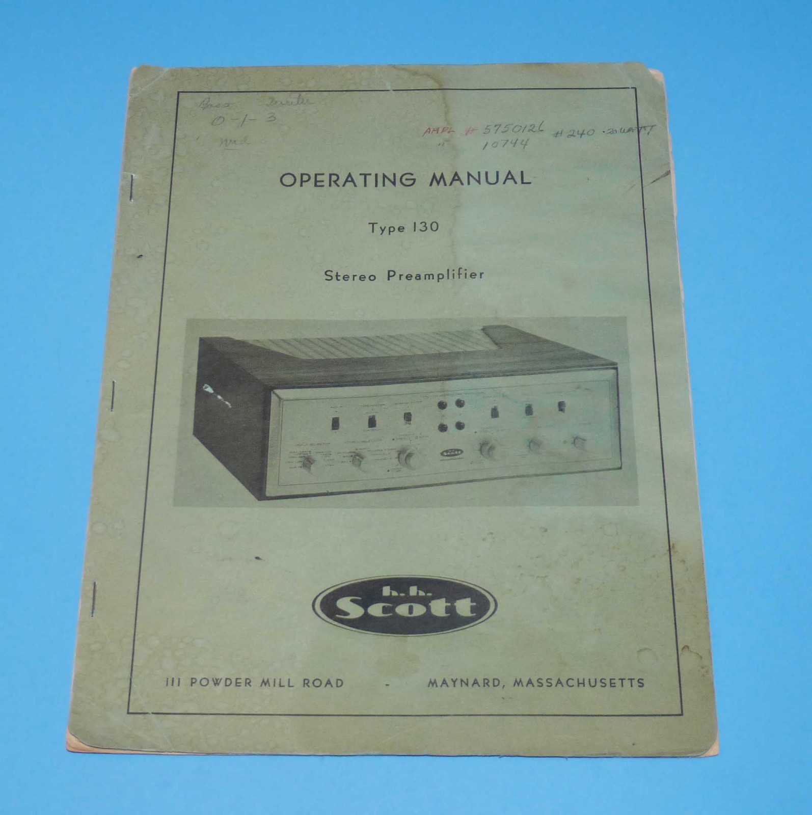 HH Scott Type 130 Stereo Preamplifier Operating Manual c 1958