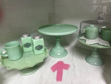 Mosser Glass USA Vintage Style Cake Stand Jadeite Green 12 inch