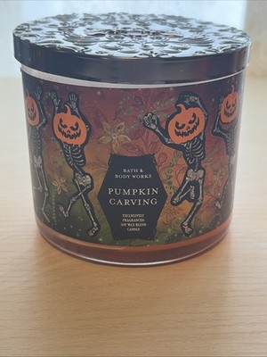 NEW! Bath & Body Works Pumpkin Carving 3 Wick 14.5 Oz Candle