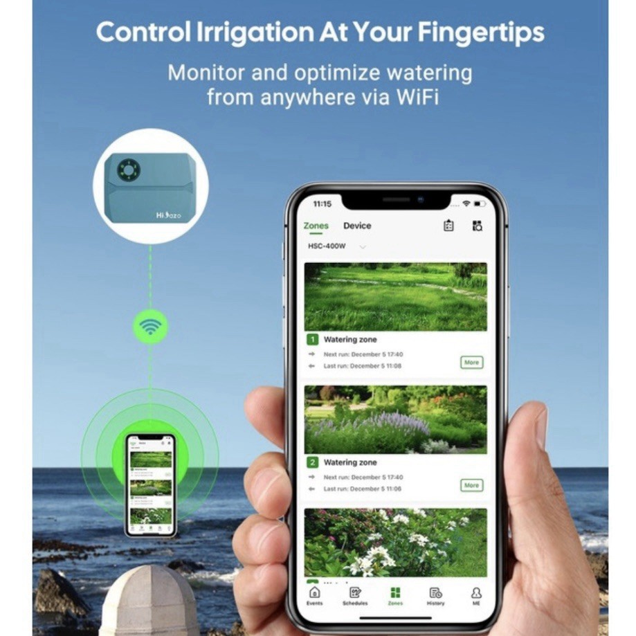 HiOazo WiFi Irrigation Controller 4-Zone Smart Remote Control & Monitoring