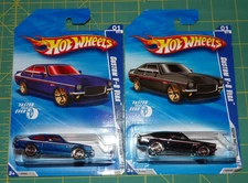 2X - 2010 Hot Wheels FTE - Custom V-8 Vega - Black Walmart Exclusive & Blue