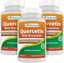 3 Pack Best Naturals Quercetin with Bromelain 800mg 120 Veggie Capsule